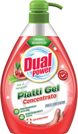 Гель для ручного миття посуду DUAL POWER Алое та гранат 1 л